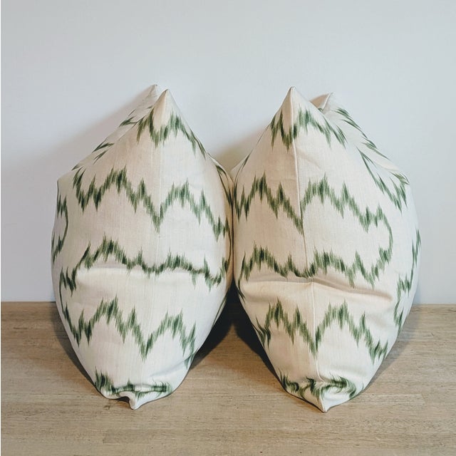 Lee Jofa Lee Jofa Mallorcan Ikat Pillows in Leaf - Pair For Sale - Image 4 of 7