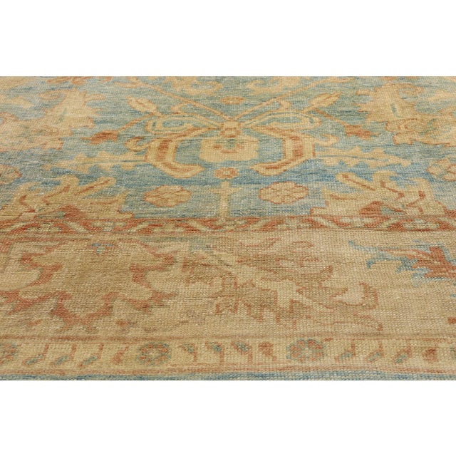 Early 21st Century Vintage Azure Turkish Oushak Rug - 09'02 X 12'11 For Sale - Image 5 of 9