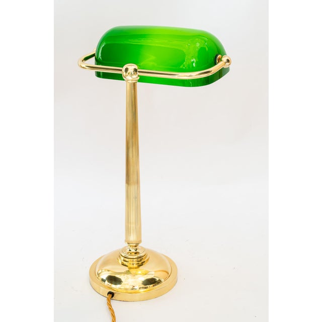 Art Deco Banker Lamp with Green Glass Shade, Vienna, 1920s For Sale - Image 13 of 18