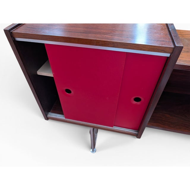 Vintage Space Age Rosewood and Red Lounge Bar, 1970s, Set of 4 For Sale - Image 9 of 18