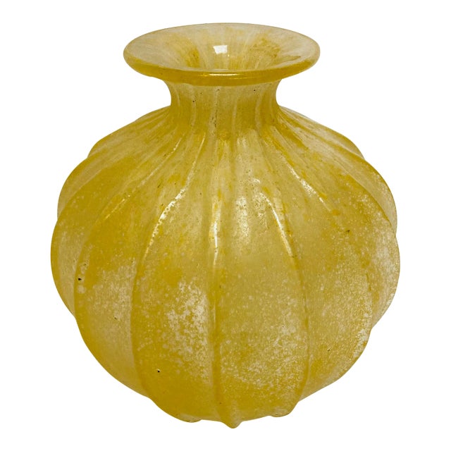 Vintage Amber Glass Blown Vase For Sale