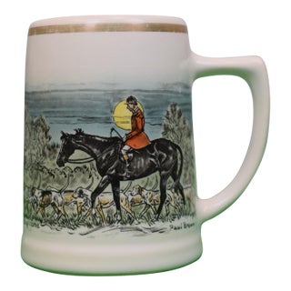 Paul Brown Hacking Home Fox-Hunt Scene 1962 Ceramic Hand Painted Mug For Sale