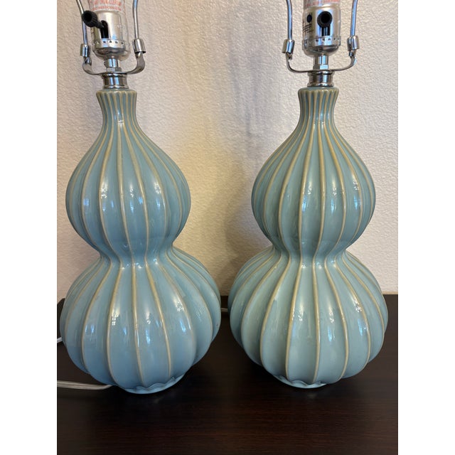 Ceramic Mid Century Modern Ceramic Lamps, a Pair For Sale - Image 7 of 7