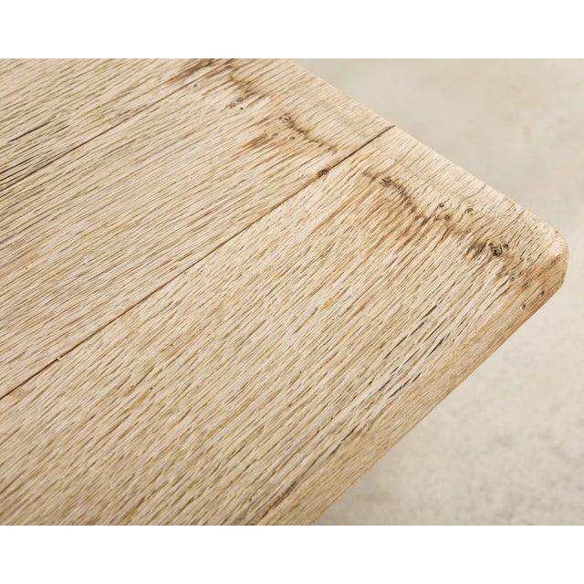 Tan 20th Century Country French Bleached Oak Trestle Dining Table For Sale - Image 8 of 18
