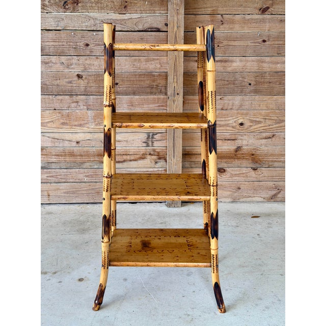 Tan 19th Century Victorian Aesthetic Movement Burnt Bamboo Etagere Shelf For Sale - Image 8 of 12