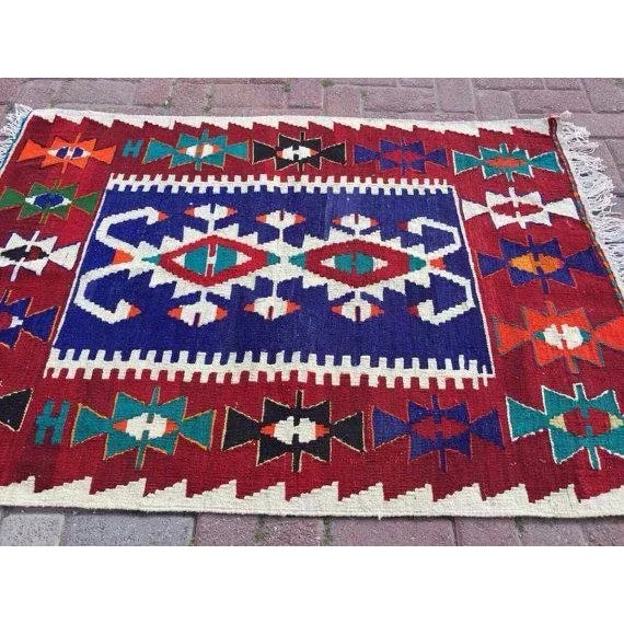 Bauhaus 1960s Vintage Turkish Handknotted Small Rug - 38"x54" For Sale - Image 3 of 5