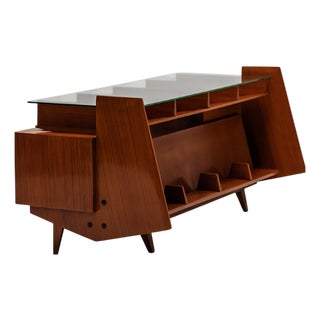 Italian Desk in Glass and Wood For Sale