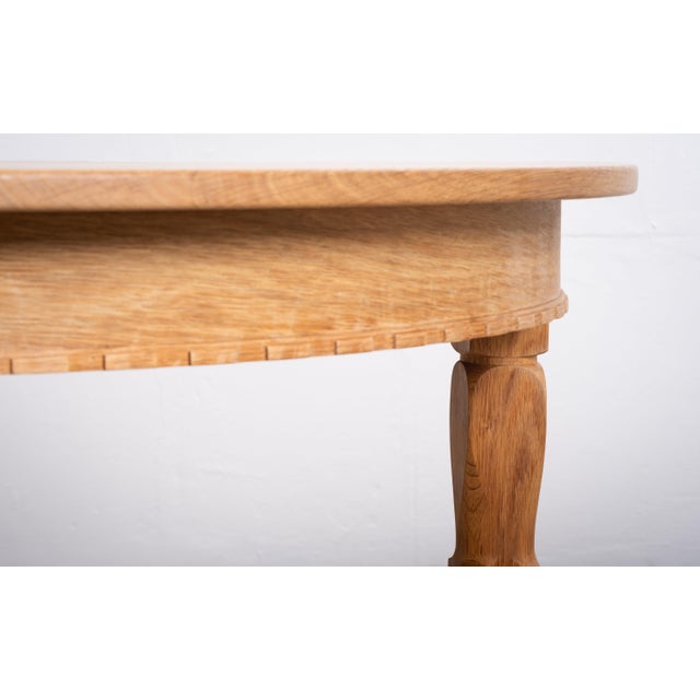 1960s Vintage Brutalist Oak Dining Table with Extensions by Henning Kjærnulf, 1960s For Sale - Image 5 of 11