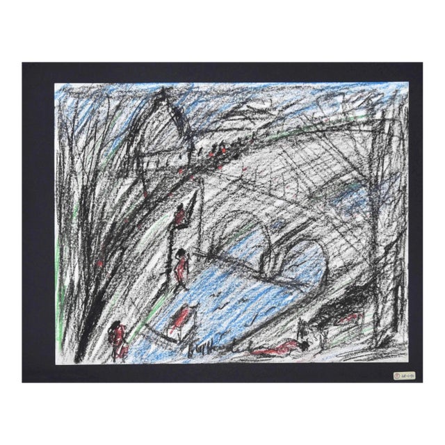 Nazareno Gattamelata, Bathers in Rome, Oil Pastels, 1970s For Sale