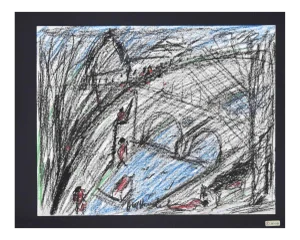 Nazareno Gattamelata, Bathers in Rome, Oil Pastels, 1970s