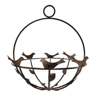 1940s Iron Bird Planter Hanging Basket For Sale