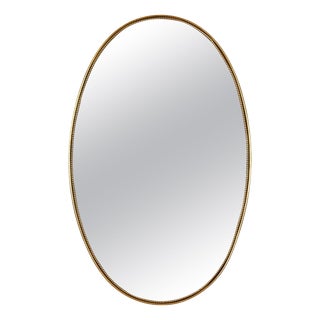 Vintage Oval Mirror in Brass by Gio Ponti, Italy, 1950s For Sale