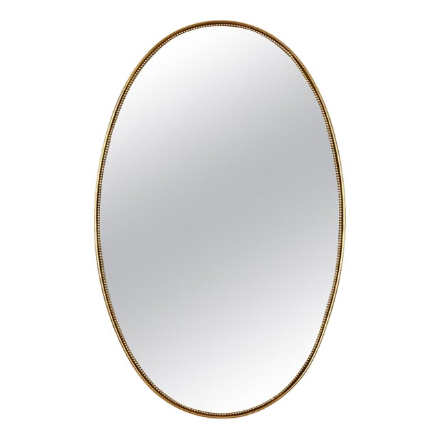 Vintage Oval Mirror in Brass by Gio Ponti, Italy, 1950s For Sale