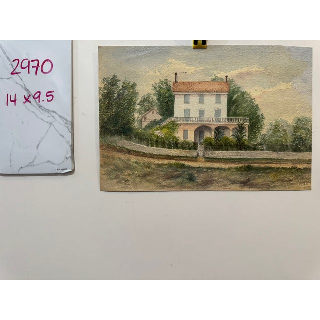 Paint Early 20th Century Attributed to Frank Henry Mason British Architectural House Landscape Watercolor For Sale - Image 7 of 7