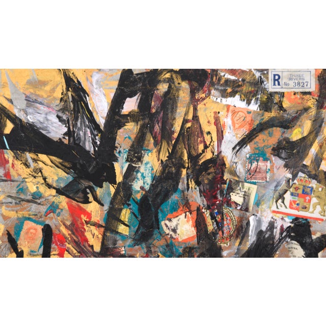 Assemblage #3 (Stamps, Glass Slide, and Gold Paint) by Michael Pauker For Sale In Monterey, CA - Image 6 of 9