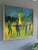 Mid-Century Modern 'Circle of Light' Vintage Original Figurative Landscape Oil Painting, Framed For Sale - Image 4 of 13