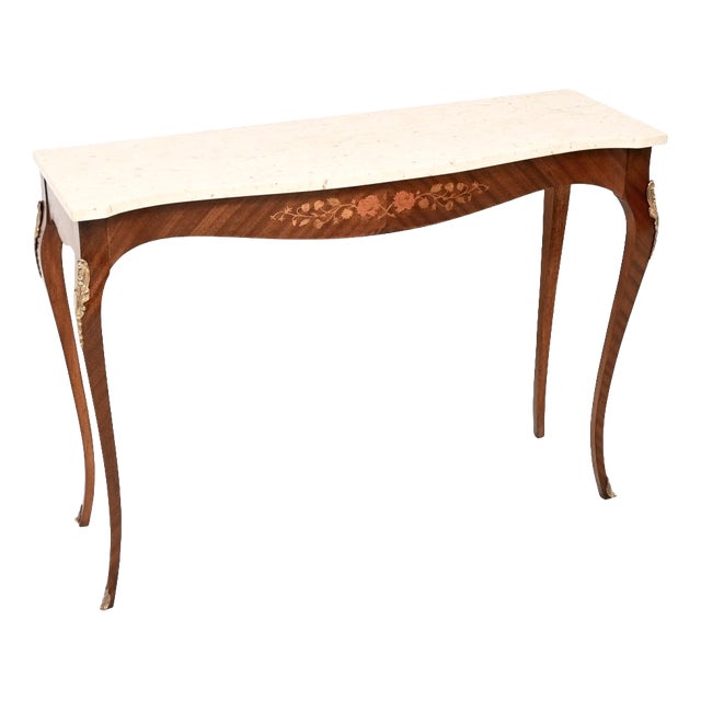 Vintage French Marble Top Console Table, 1930s For Sale