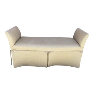 Upholstered Khaki Skirted Window Bench For Sale