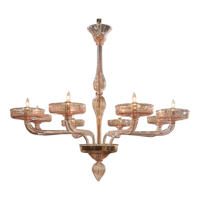 Murano Pink Glass Chandelier For Sale