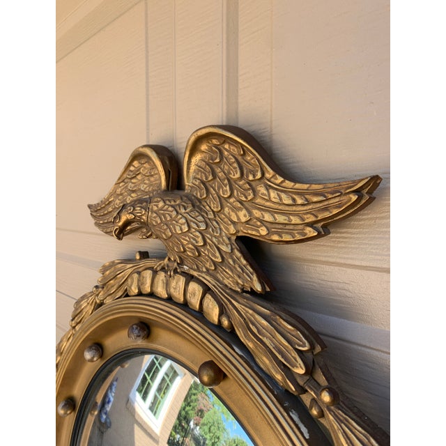 Mid 20th Century American Federal Giltwood Eagle Bullseye Convex Mirror For Sale - Image 4 of 11