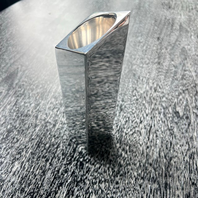 Nambe Vintage Nambe 1996-6114 by Fred Bould Candle Holder. For Sale - Image 4 of 9