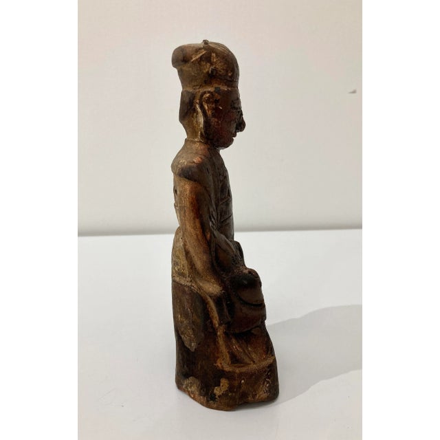 Mid 19th Century 19th Century Chinese Carved Wooden Ancestor Figure For Sale - Image 5 of 12