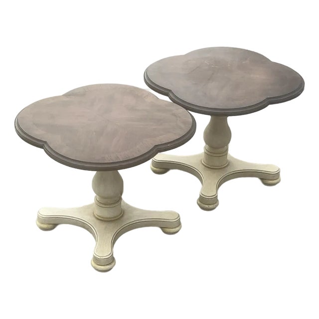 Vintage Drexel Heritage French Country Quatrefoil End Tables For Sale