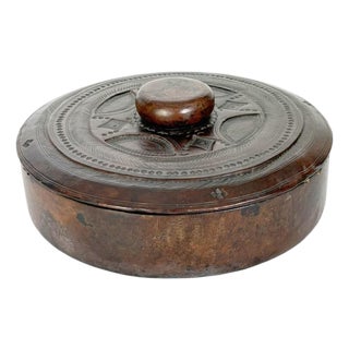 Round Leather Box, France, 1970s For Sale