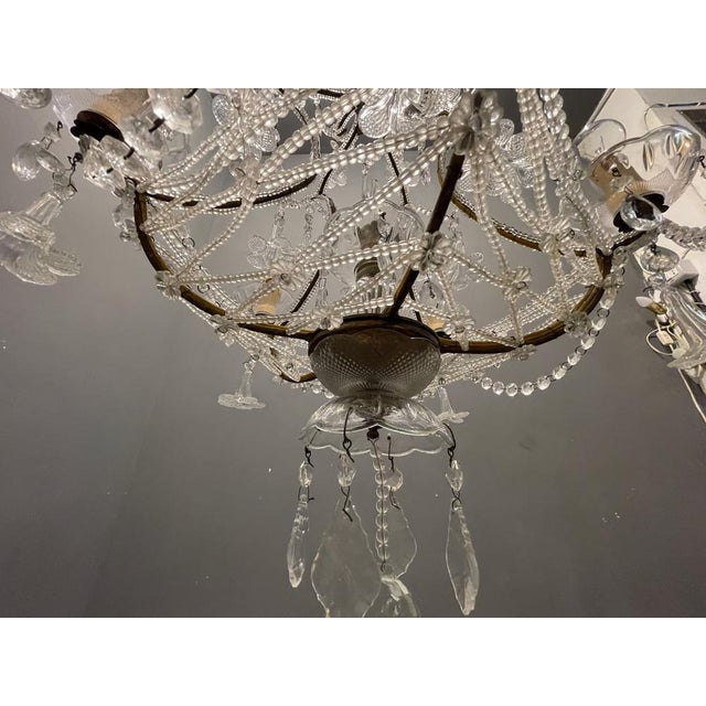 Murano Crystal Flower Chandelier, 1950s For Sale - Image 11 of 14