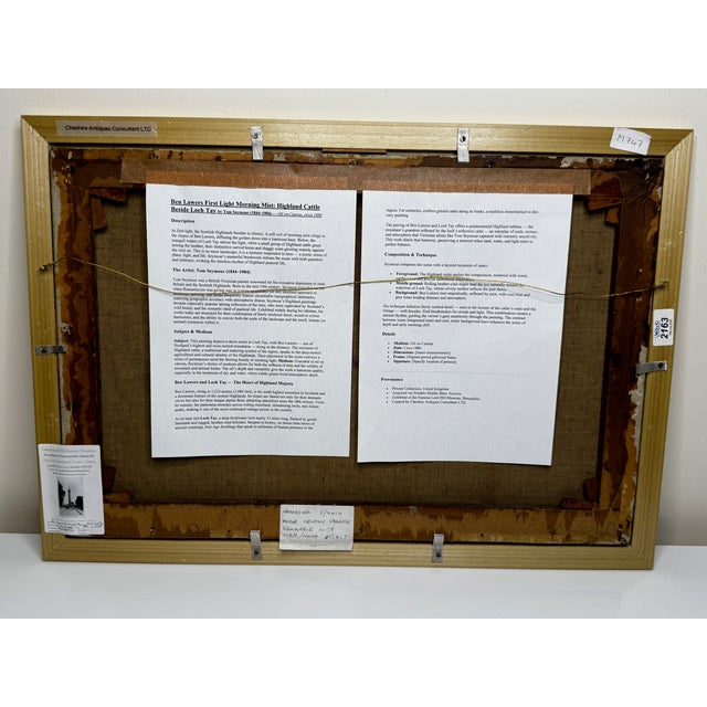 Victorian Oil Painting Morning Mist at Ben Lawers ⛰️ Highland Cattle Beside Loch Tay C1880 Framed For Sale - Image 4 of 18