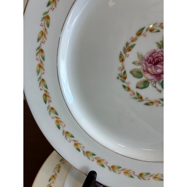 1940s Mikado Laurel Pattern Rose Dinner Plates – Set of 4 For Sale - Image 10 of 15