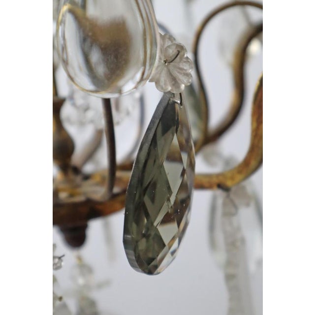 Chandelier with Clear Crystal Pendants and Champagne Smoky Glass For Sale - Image 12 of 18