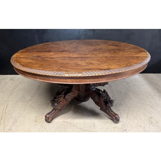 French Carved Oak Hunting Table, 1860 For Sale - Image 10 of 10