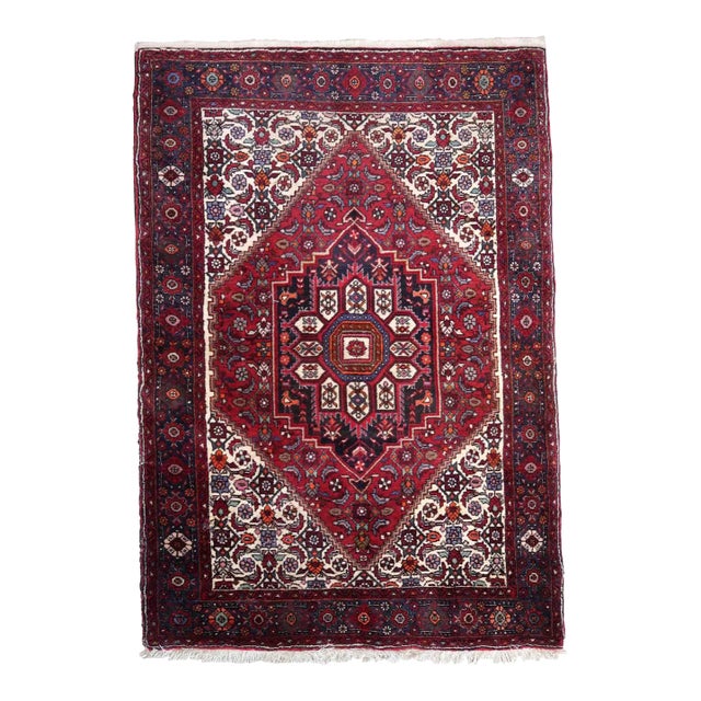 1970s Hand Made Vintage Persian Bidjar Rug 3.2' X 4.8' For Sale