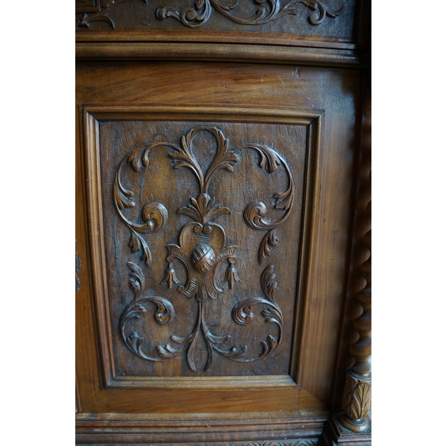 English Antique English Style Walnut Marble Top Buffet For Sale - Image 3 of 7