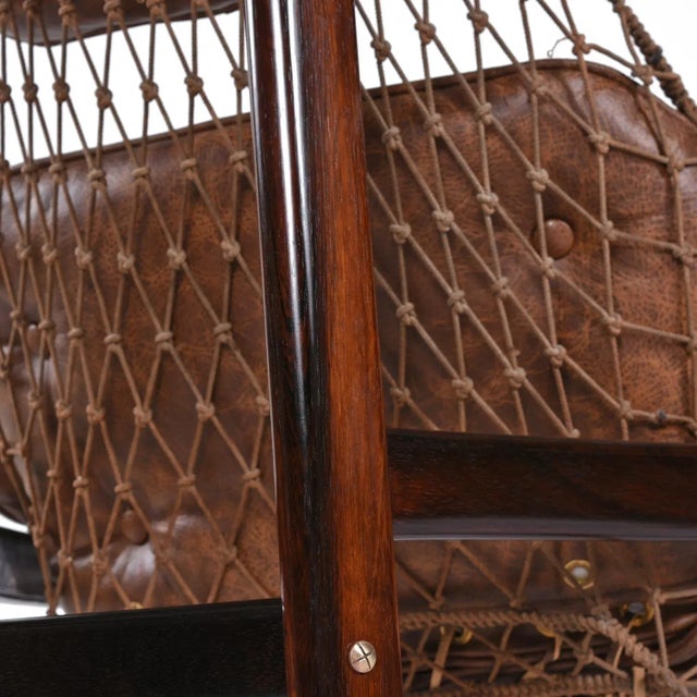 1960s Restored Brazilian Jangada Rosewood & Leather Sling Chair With Ottoman by Jean Gillon For Sale - Image 16 of 16