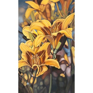 2000s "Daylilies" Large Gallery Wrapped Oil Painting by Judith Moore For Sale