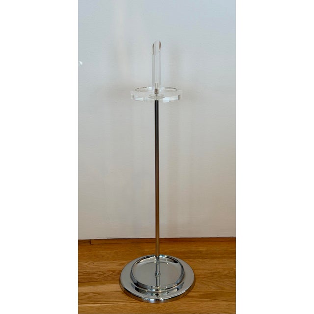 Mid-Century Modern 1970s Modernist Chrome and Lucite Round Fireplace Tool Set - 4 Pieces For Sale - Image 3 of 12