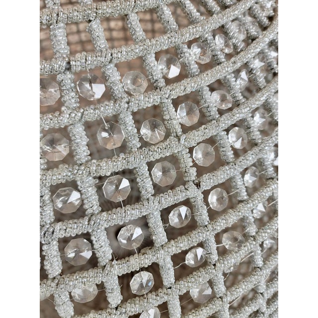 1970s Vintage Large 35" Wide Crystal Beaded Pendant Ball -Light Fixture For Sale - Image 9 of 9