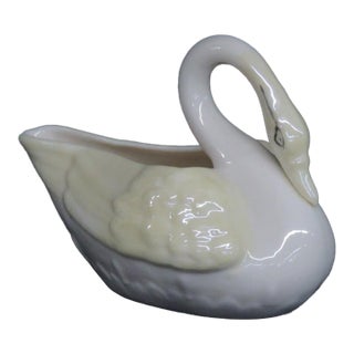 Belleek Pottery Ireland Yellow Luster Porcelain Swan Figurine Creamer 5204b For Sale