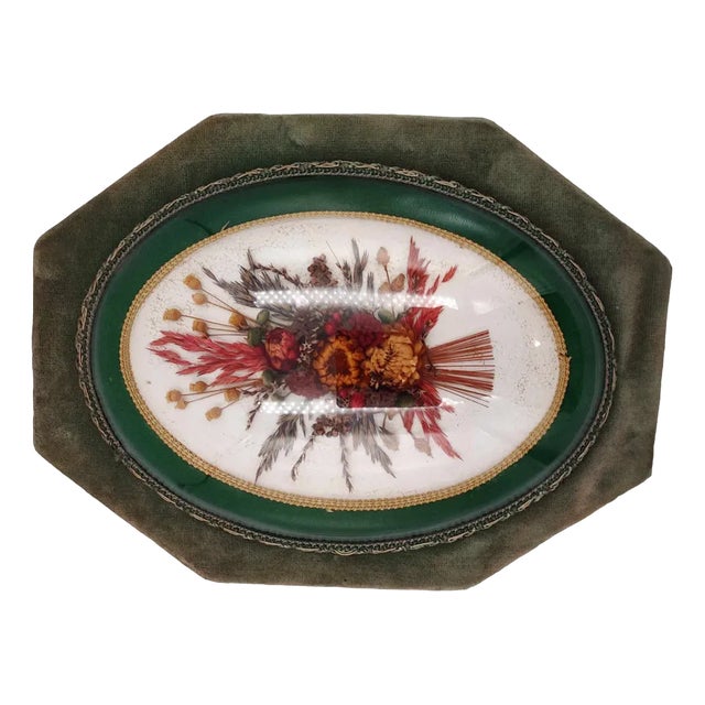 Art Deco Dried Flowers Behind Convex Glass,, 1920s For Sale