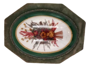 Art Deco Dried Flowers Behind Convex Glass,, 1920s