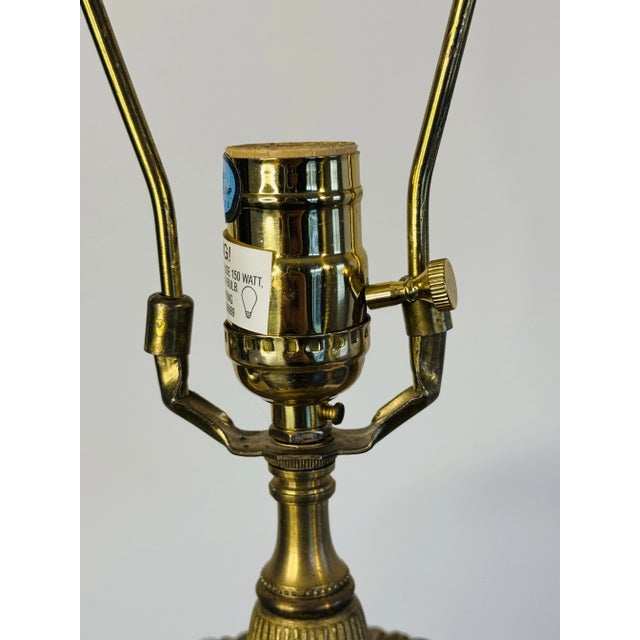 1980s John Richard Hollywood Regency Style Palm Tree Lamp With Silk Weaved Shade For Sale - Image 9 of 11