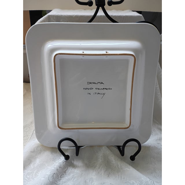 1980s 20th Century Hand-Painted Deruta Raffaellesco Square Ceramic Platter For Sale - Image 5 of 12