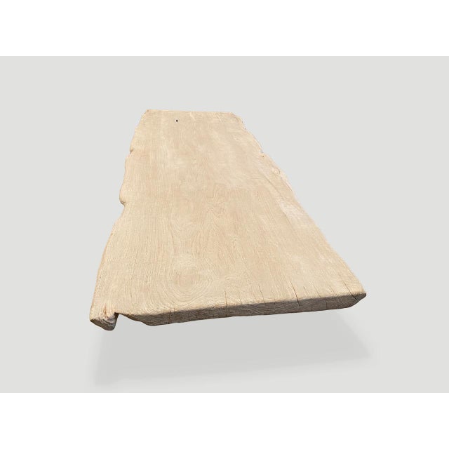 Andrianna Shamaris White Washed Live Edge Teak Wood Coffee Table or Bench For Sale - Image 13 of 18