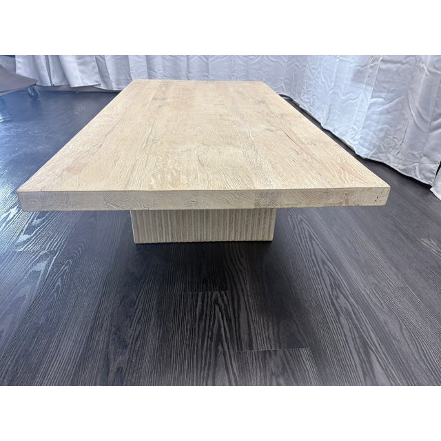 Beige Rh Reclaimed Oak Reeded Plinth Rectangular Coffee Table – 64" For Sale - Image 8 of 18