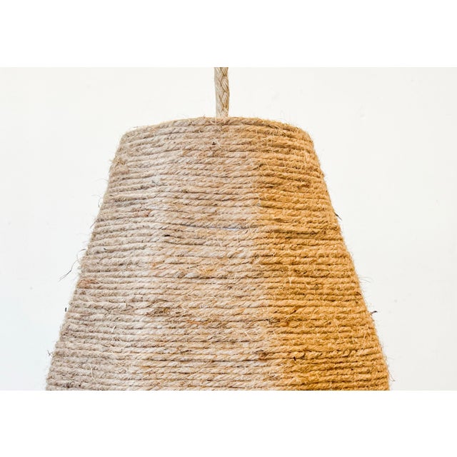Contemporary Rope Wrapped Jute Hanging Light Fixture Cocoon Large For Sale - Image 3 of 4