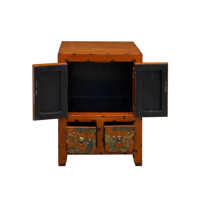 Introducing a unique and captivating addition to your living space – the Vintage Chinese Distressed Orange People Graphic...