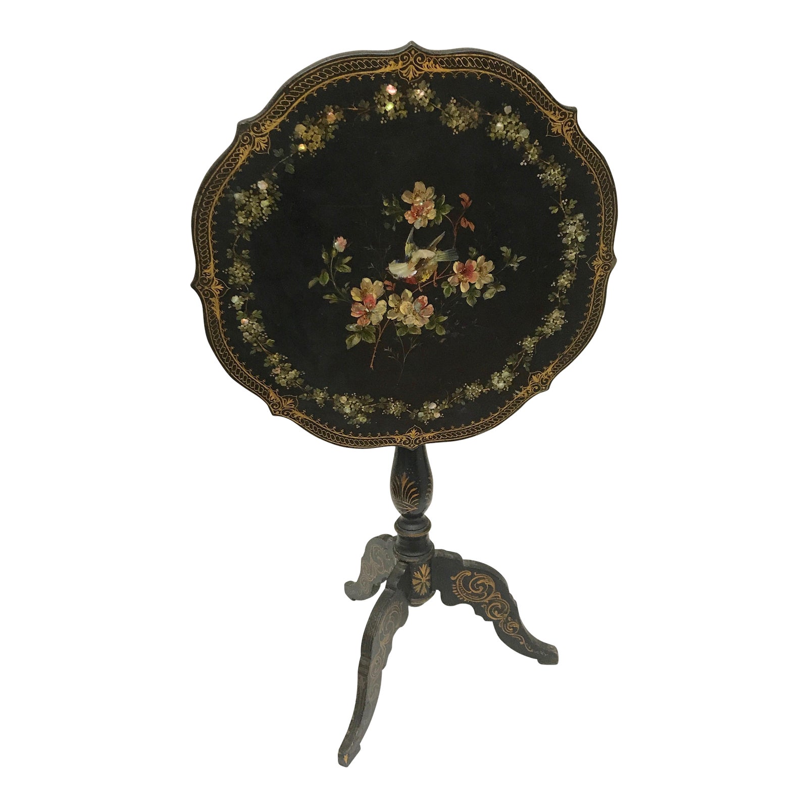 Antique English Paper Mache Tilt Top Table Chairish