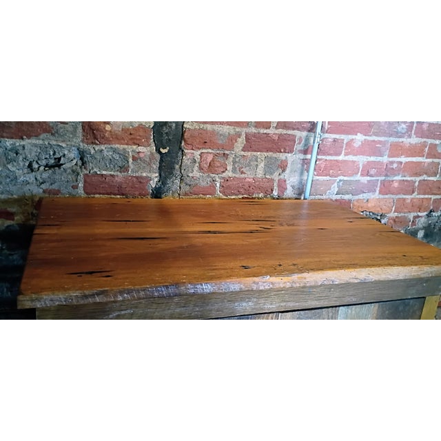 2010s Handcrafted Rustic Reclaimed Wood Two-Door Cabinet With Antique Heart Pine Top For Sale - Image 5 of 9
